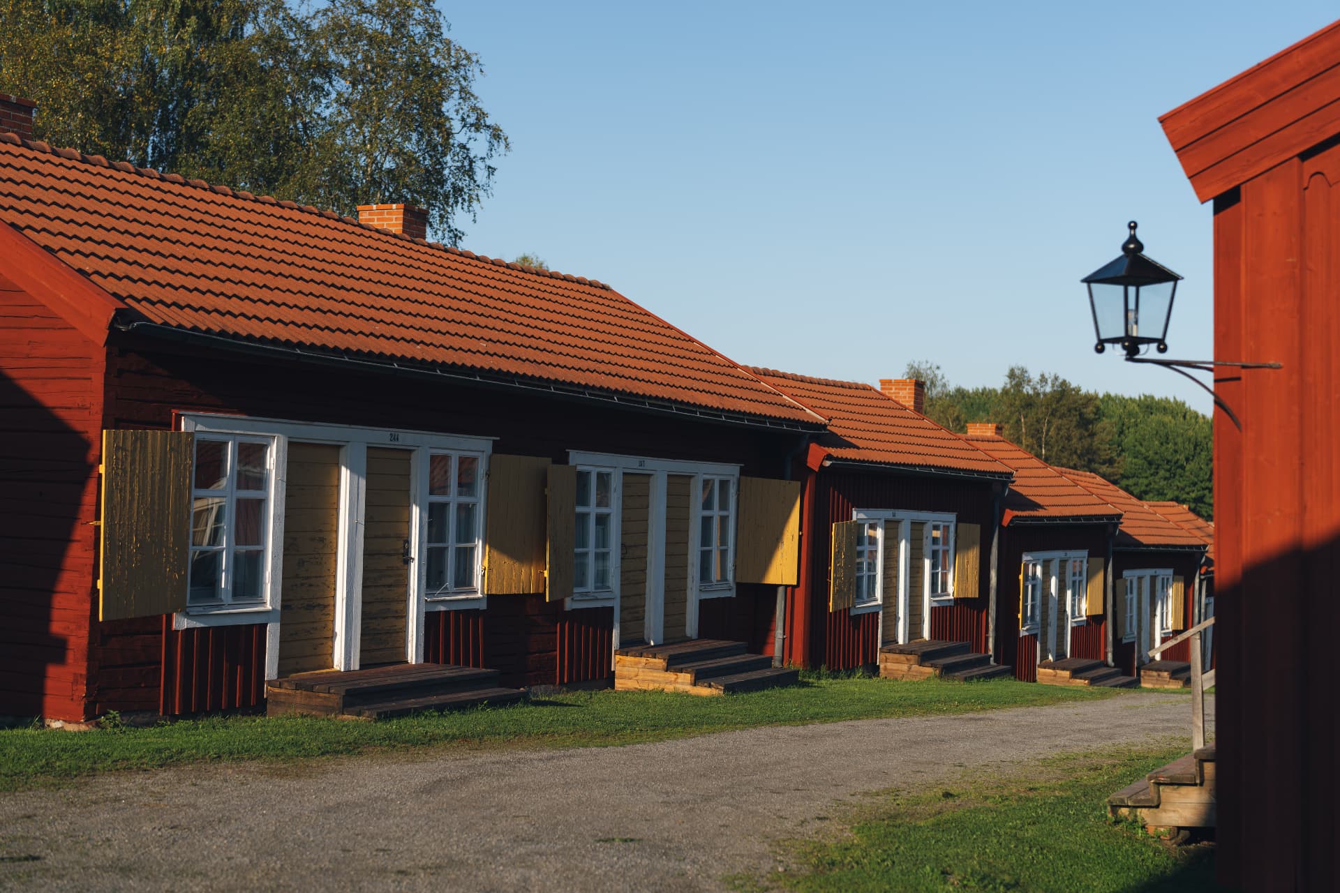 Historiska röda hus i Skellefteå